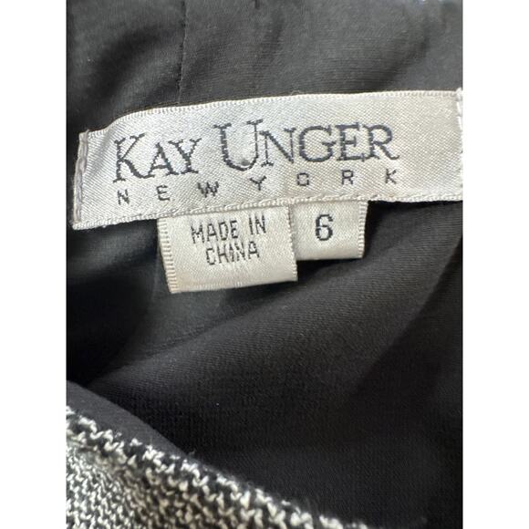 Kay Unger NY Black White Classic Tweed Knee Length Dress Size 6 Pleated Front - Picture 7 of 7
